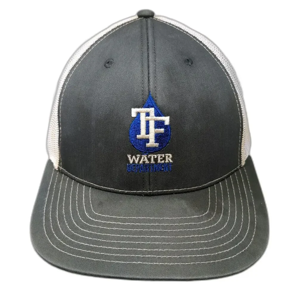 Richardson Trucker Hat Gray One Size TF Water Department Logo Snapback Mesh Cap